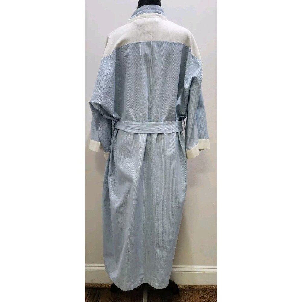Vintage Bill Blass Gingham Cotton Belted Robe Housecoat One Size Kimono Style - Picture 5 of 7